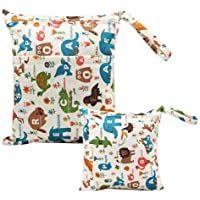 iZiv 2 Paquete Bebé Prueba de Agua Reutilizable Wet Dry Bag- Bolsas para Pañales- Reutilizable Impermeable Lavable…